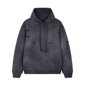 Sweat à capuche personnalisé OEM en polaire légère, patchwork multicolore, épaules tombantes, coupe oversize et carrée, grandes tailles, effet délavé à l'acide - Product Image 1