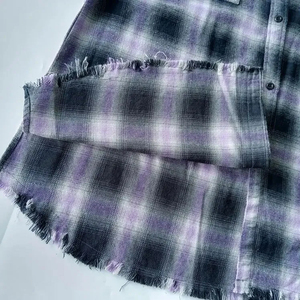 Camisas de Franela 100% Algodón a Precio de Mayoreo, Etiqueta Personalizada, MOQ Bajo, Ropa Urbana, Camisa a Cuadros Gris de Manga Larga para Hombre - Product Image 4