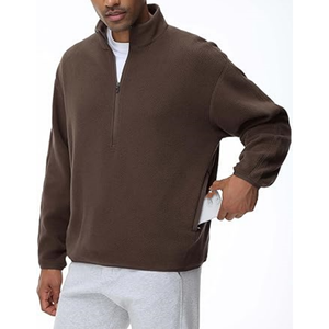 <b>Men</b> Half Zipper Fleece Knitted Custom Logo <b>Turtleneck</b> Quarter Zip Breathable Winter 240g Sweatshirt - Product Image 5