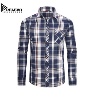 เสื้อเชิ้ตผู้ชายลายสก็อต แขนยาว ผ้าฝ้ายฟลานเนล คุณภาพสูงแบบ OEM เสื้อเชิ้ตผู้ชายแขนยาวลายสก็อต ผ้าฝ้ายลำลองติดกระดุม - Product Image 1
