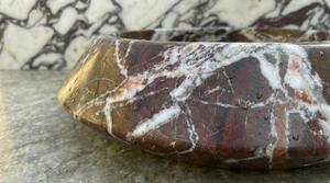 Lavabo de Lujo Redondo de Mármol Rojo Levanto, Lavabo de Baño de Piedra Natural, Lavabo de Encimera, Lavabo Hecho a Mano - Product Image 4