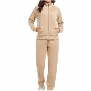 Conjunto Deportivo de 2 Piezas para Mujer, Transpirable, con Cuello Alto, Estampado, con Cierre Completo, Pantalones Ligeros para Correr y Hacer Ejercicio - Product Image 1