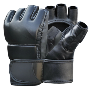 Guantes de entrenamiento de cuero de medio dedo con cierre de velcro para artes marciales para adultos - Product Image 1