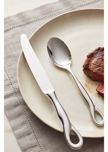 Ensemble de couteaux et cuillères minimalistes en acier inoxydable, finition miroir haute brillance, compatible lave-vaisselle, couverts de mariage - Product Image 3