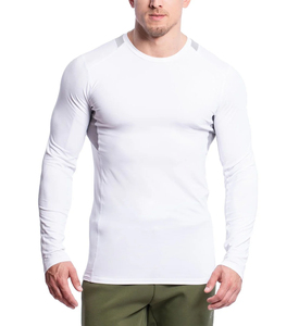 Men's Long Sleeve Compression T-<b>Shirt</b> <b>White</b> Quick Dry Moisture Wicking <b>Slim</b> <b>Fit</b> Sporty Base Layer O-Neck Knitted Polyester - Product Image 1