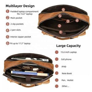 Bolso Casual para Portátil de Cuero Genuino de Primera Calidad con Gran Capacidad y Correa Cruzada para Profesionales - Product Image 4