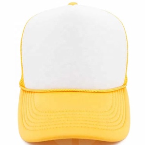Yellow <b>White</b> Mesh Trucker Hat 6-Panel Adjustable Unisex Casual Spring Summer Breathable Adult 2027 - Product Image 2