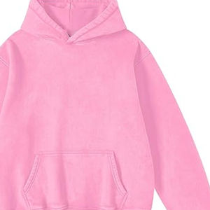 Sudaderas con Capucha de Algodón Lavado al Ácido Rosa para Mujer, MOQ Bajo, Manga Larga, Transpirables, Tallas Grandes, Ropa Informal de Invierno - Product Image 2