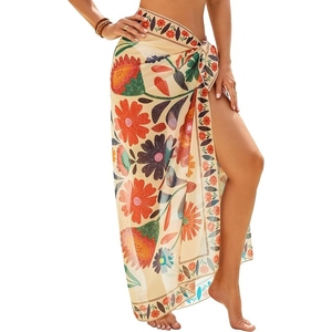 Pareo de playa de gasa transparente para mujer con lazo en la cintura, tipo sarong para bikini - Product Image 1