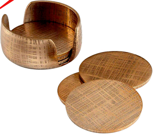 Sous-verres en aluminium au design élégant avec finition dorée pour tasses et verres - Product Image 5