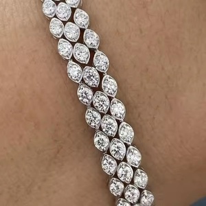 Trendy Gold Plated Moissanite Chain <b>Bracelet</b> with <b>Charm</b> Details 925 <b>Silver</b> Hip Hop Style <b>for</b> Unisex Party Fashion Lovers Gifting - Product Image 1