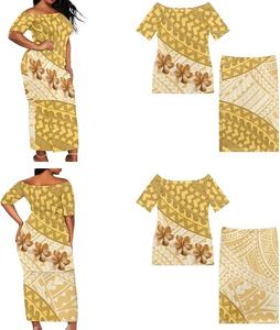 Vestido Puletasi Samoano Personalizado de Manga Midi, Estilo Polinesio Informal, Color Blanco Tribal, para Mujer, Talla Grande, Camisa, Falda, Yukata para Verano - Product Image 2