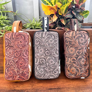 Bolsa de cosméticos de cuero con cremallera personalizada, neceser de viaje occidental para mujer, Kits de Dopp de cuero genuino - Product Image 3