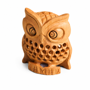 Figura de Búho Tallada a Mano en Madera |   Estatua de Búho Hecha a Mano en Madera |   Búho Decorativo para Decoración del Hogar |   Escultura de Animales de Madera Rústica - Product Image 3