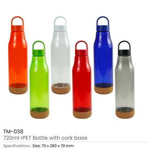 RPET <b>Bottles</b> with <b>Cork</b> Base Twist-off Lid Handle 720ml - Product Image 2