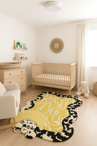 Custom Contemporary yellow black white Textured Wool Rug Hand Tufted Abstract Wave Design <b>Carpet</b> for Home and Hotel - Product Image 4