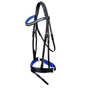 <b>Top</b> Exclusive Handmade Leather Horse Bridle With Padded Nose Part And <b>Crystallized</b> Brow Band Design Manufacturer Supplier - Product Image 1