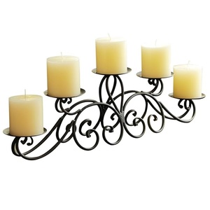 Exclusive Iron <b>Candelabra</b> With Five Candle Holders Fancy Scroll Design For Home Decoration Durable Metal Candle Holder - Product Image 1