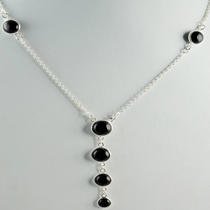 925 Sterling <b>Silver</b> Boho <b>Necklace</b> with Black Onyx Ball-shaped Pattern for Christmas Anniversary Birthday - Product Image 2