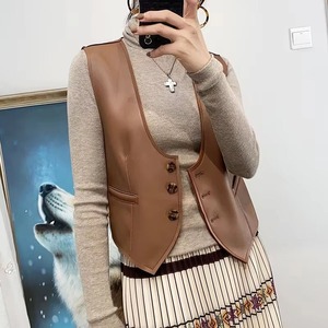 Chaleco de Cuero en Oferta, Chaleco Casual sin Mangas para Mujer, Otoño - Product Image 3