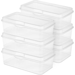 Set di 6 Scatole di Plastica Trasparente Rettangolari Grandi con Coperchio a Cerniera Impilabili Organizzatori Multiuso per Arte e Artigianato - Product Image 1