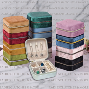 Estuche de Joyería de Terciopelo Vintage de Alta Calidad, Verde, con Cierre Suave, Bolsa de Almacenamiento Portátil para Bodas, Bolsos de Mano para Mujer y Más - Product Image 5
