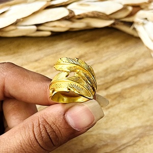 New Best Design Feather Gold Ring Boho Brass Rings For Women 18k Plated Leaf <b>Wrap</b> Statement ring Jewelry for Wholesale/OEM/ODM - Product Image 5