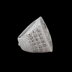 Bague en argent sterling 925 avec moissanite, pavé carré, style signet, personnalisable avec nom, pour mariage, fête ou cadeau - Product Image 3
