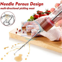 Kit d'injection de marinade pour viande de bœuf avec 3 aiguilles, portable, pour barbecue, fumoir, facile à utiliser