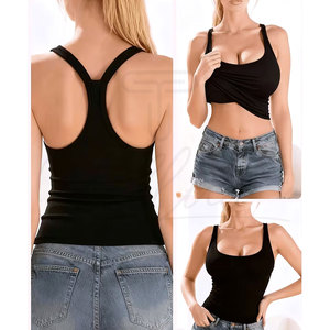 TELLUS APPAREL <b>High</b> Quality Women's Short Tank <b>Top</b>-Polyester/Cotton Front Logo Quick Dry & Breathable Casual Gym Style - Product Image 3