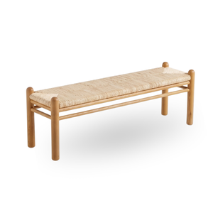 Chaise et ottoman contemporains minimalistes en bois massif et rotin - Meubles durables et écologiques pour la maison ou le restaurant - Product Image 2