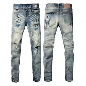 Pantalon en jean pour homme, style biker, coupe slim, effet usé - Product Image 3