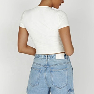 Camiseta Corta Básica de Algodón para Mujer, Camiseta Corta Estilo Y2K para Mujer, Camiseta sin Mangas para Mujer, Blusa Sexy, Camisola - Product Image 2