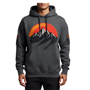 <b>Men</b> Charcoal Grey Puff Print Hoodie Oversized Streetwear Sweatshirt with 3D Geometric Graphic Design - Product Image 2