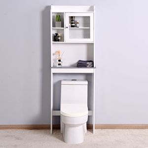 Moderno armadio di stoccaggio in legno bianco sopra la toilette Saver organizzazione per il bagno di uso domestico - Product Image 3