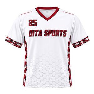 Ensemble d'uniformes de lacrosse unisexe blanc et rouge en polyester, maillot et short de sport ajustés, vêtements d'entraînement et de match pour équipes - Product Image 3