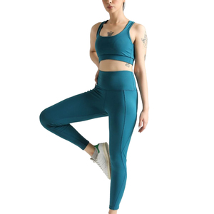 Conjunto de Yoga para Mujer, Diseño Personalizado Más Vendido, a Cuadros, Cintura Elástica Resistente, Secado Rápido, Transpirable, 2 Piezas - Product Image 1