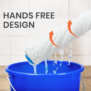 Serpillère industrielle A&S mini à tête basculante avec manche en plastique et tête en fil de coton, réutilisable, très résistante, taux d'absorption de 80%-90% - Product Image 3