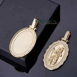 925 Silver 18K Gold Plated Hiphop Moissanite Religious Christian <b>Angel</b> <b>Charm</b> Unisex Pendant - Product Image 3