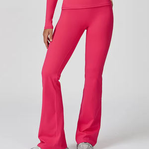 Pantalon évasé pour femme, taille mi-haute, tissu extensible, style décontracté streetwear, pour l'hiver et le quotidien, pantalon tendance - Product Image 3