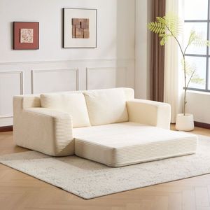 Modern <b>Small</b> Corduroy Loveseat <b>Sofa</b> Comfortable Deep Seat <b>Bed</b> for Bedroom & Living Room with Reversible Cushion Pill - Product Image 2