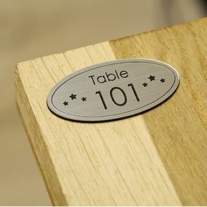 Personalized Oval Restaurant <b>Table</b> Number – Engraved Plaque, Modern and Original Design, <b>Table</b> Signage - Product Image 1