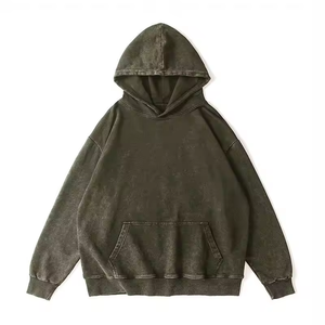 เสื้อฮู้ดดี้สีน้ำตาลแบบวินเทจทรงโอเวอร์ไซส์ แขนเสื้อแบบดรอปโชว์เดอร์ มีกระเป๋าจิงโจ้ สไตล์ลำลองแนวสตรีทแวร์สำหรับผู้ชาย - Product Image 3