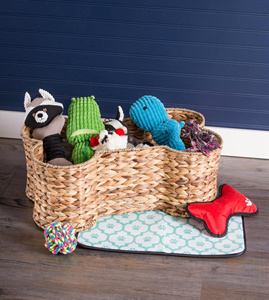 Hot Selling Natural Water Hyacinth Woven Bone Shaped Basket Suitable For <b>Dog</b> Toy & Pet Accessory Storage - Product Image 3