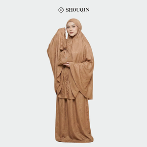 Ensemble de prière de voyage élégant pour femme Shouqin 2-en-1, tenue de prière islamique florale anti-plis longue en polyester micro-découpé au laser - Product Image 2