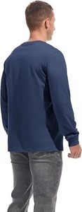 T-shirt à manches longues pour homme, col rond, couleur unie, décontracté, tricoté, 100% coton, coupe classique, design uni - Product Image 3