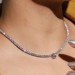สร้อยคอเพชรสำหรับเทนนิสสีล้วน10K 14K 18K ได้รับการรับรองจาก VVS - Product Image 1