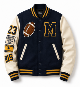 เสื้อแจ็คเก็ตหนังสไตล์ Letterman สีเขียวเรโทร ยี่ห้อ Furat Leathers สำหรับผู้ชายและผู้หญิง สไตล์วิทยาลัย สตรีทแวร์ สีแดงขาว ระบายอากาศได้ดี กันลม - Product Image 6