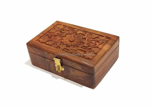 Handcrafted Wooden Rectangle Jewelry <b>Box</b> with Floral Inlay Vintage Carved <b>Keepsake</b> Storage <b>Box</b> for Gifts & Accessories - Product Image 4