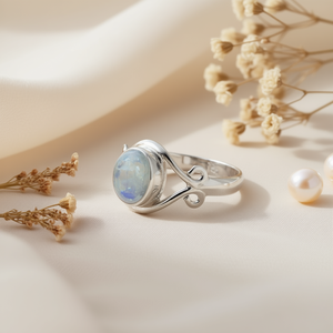 2.4 Grams Fine Moonstone Brooch <b>Ring</b> Elegant and Delicate Product - Product Image 3